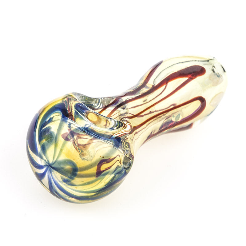Fumed Glass Pipe w/ Blue and Red Stripes