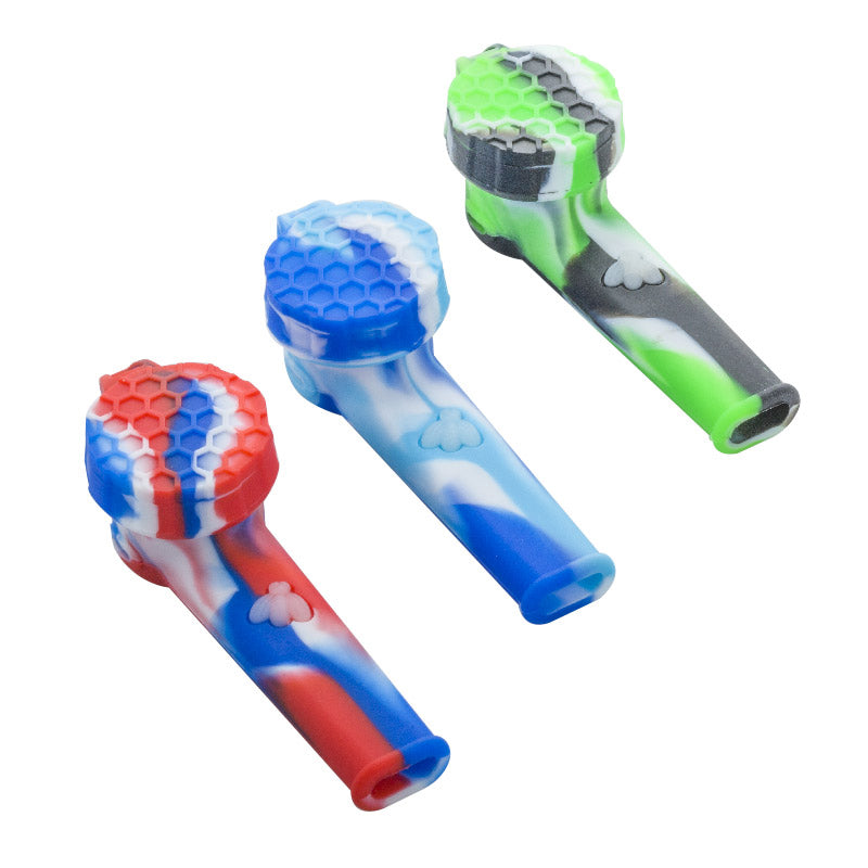 Colorful Silicone Pipe w/ Lid (Random Color)