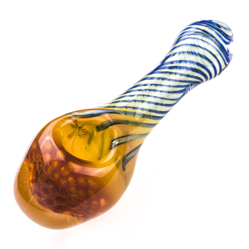 Honeycomb Glass Spoon Pipe w/ Swirl Strips