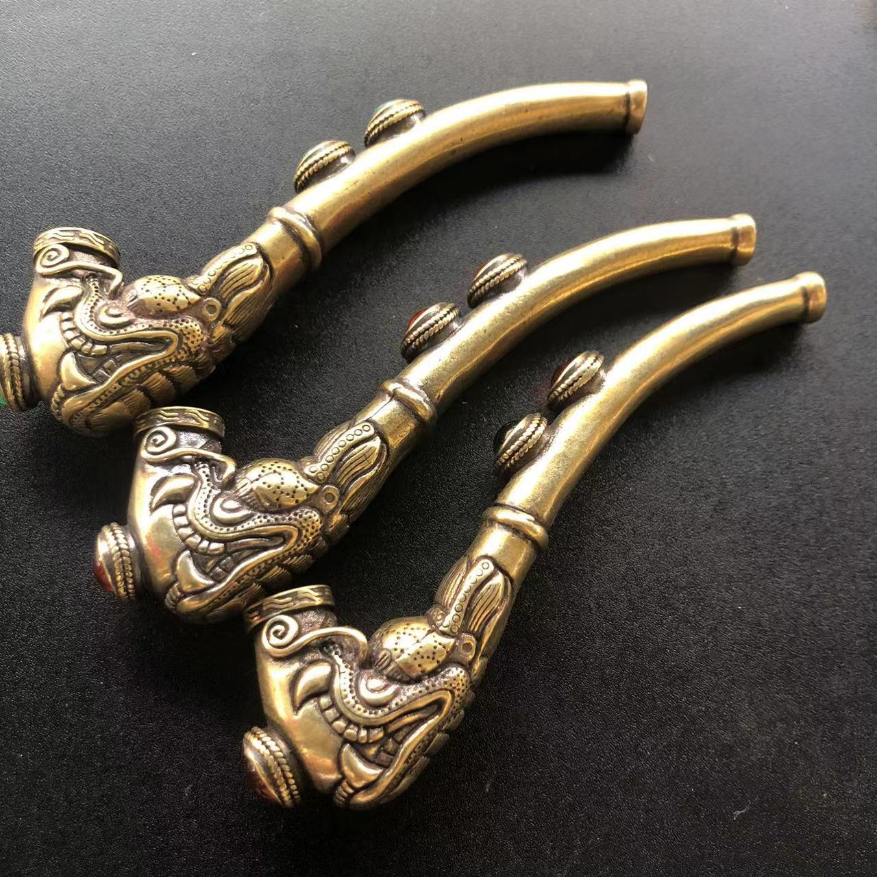 Dragon Head Antique Brass Sherlock Pipe
