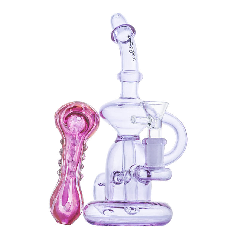 Mini Recycle Dab Rig w/ Pink Girly Fumed Glass Pipe Set