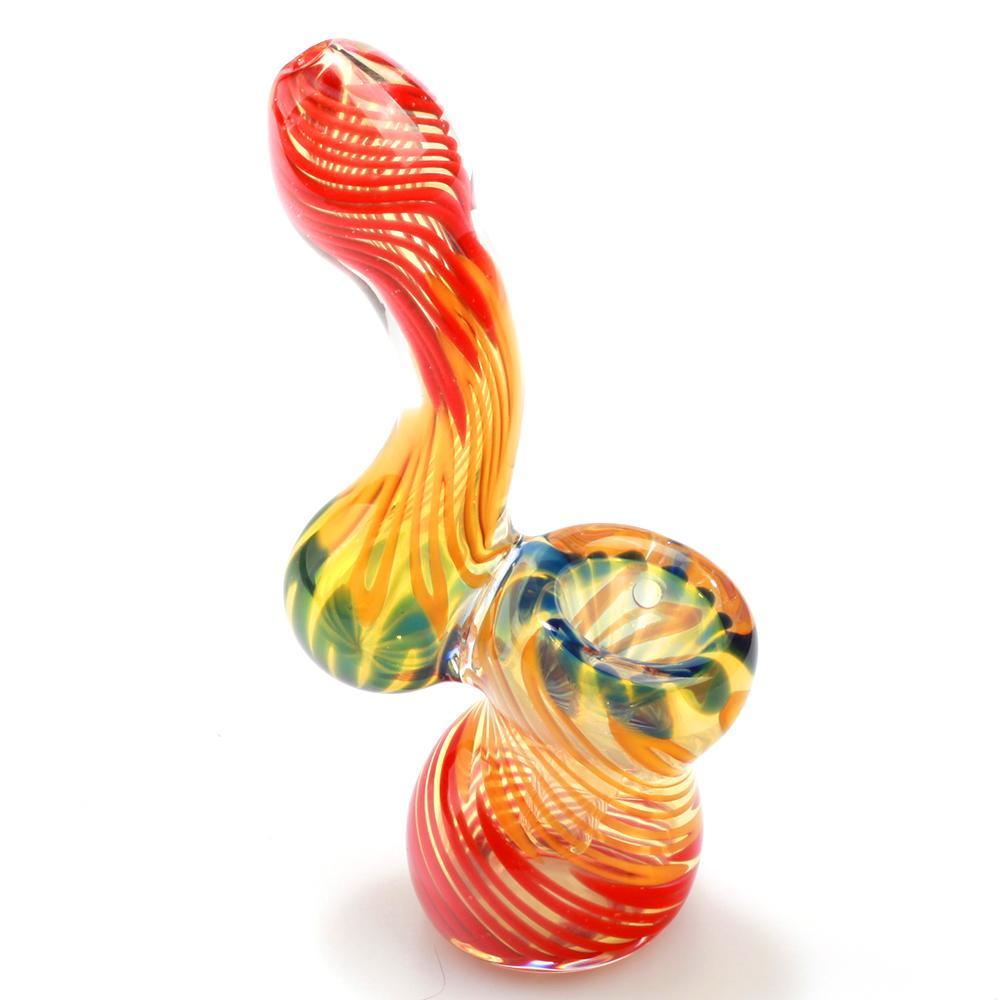 Spiral Color Sherlock Bubbler and Blue Wrap Sherlock Pipe Set
