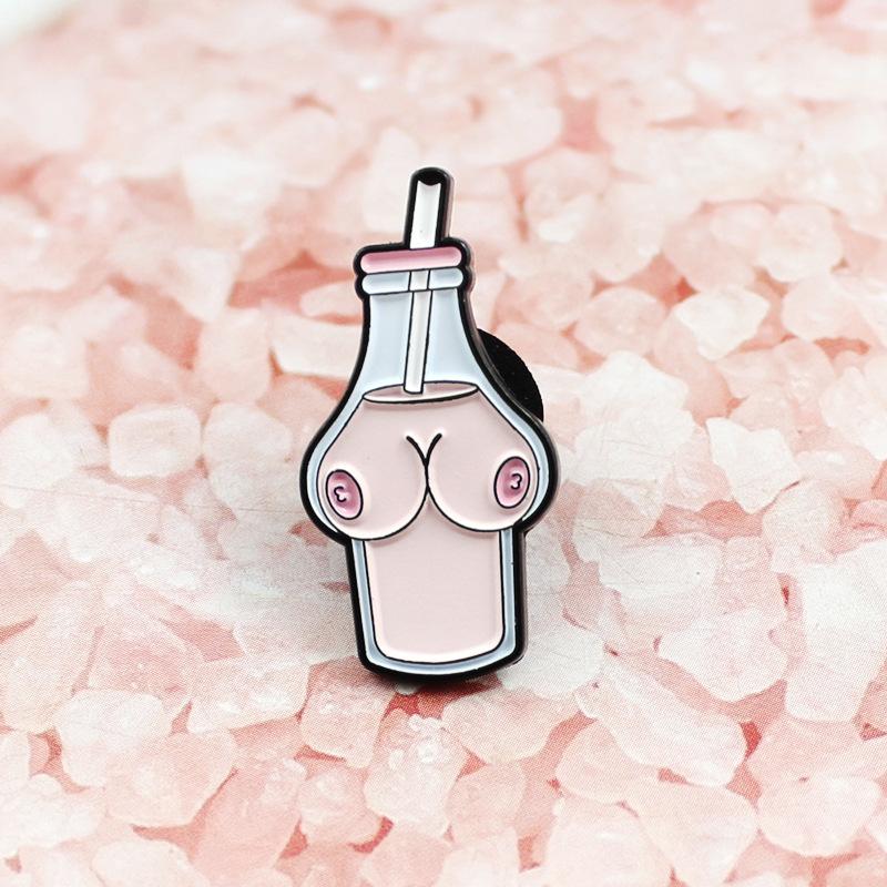 Milk Bottle Chest Enamel Pin