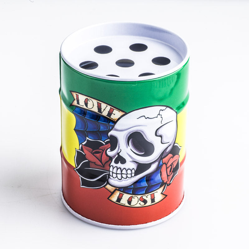 Oil Drum Shaped Tin Ashtray (Random Pattern)
