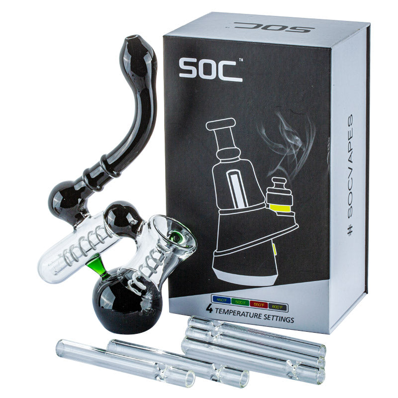 Double Chamber Bubbler One Hitter Pipe w/ Soc Peak Dab Vaporizer Set