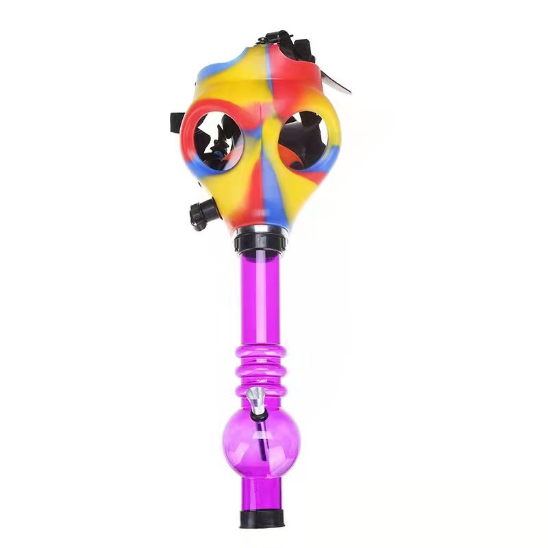 Silicone Gas Mask Bong w/ Acrylic Water Pipe