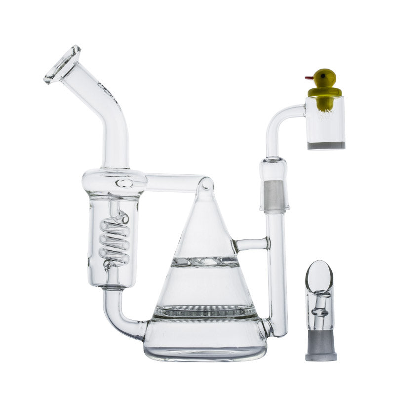 Pyramid Multi-Perc Recycler Glass Bong Set w/ Carb Cap and Banger