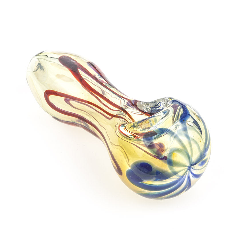 Fumed Glass Pipe w/ Blue and Red Stripes