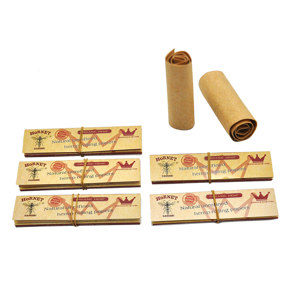Hornet Kingsize Brown Unrefined Hemp Rolling Paper 5 Booklets