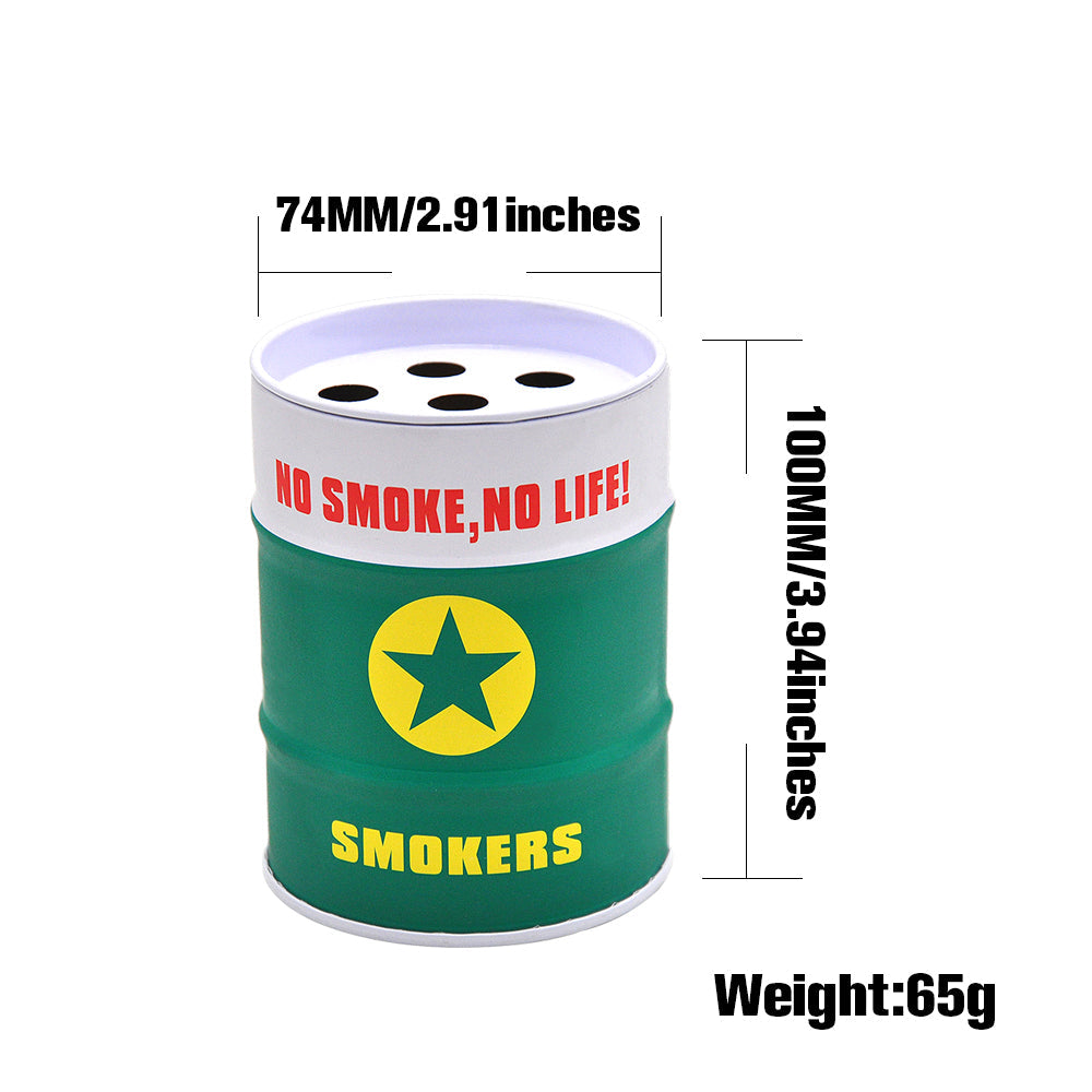 Green Oil Drum Shaped Tin Ashtray