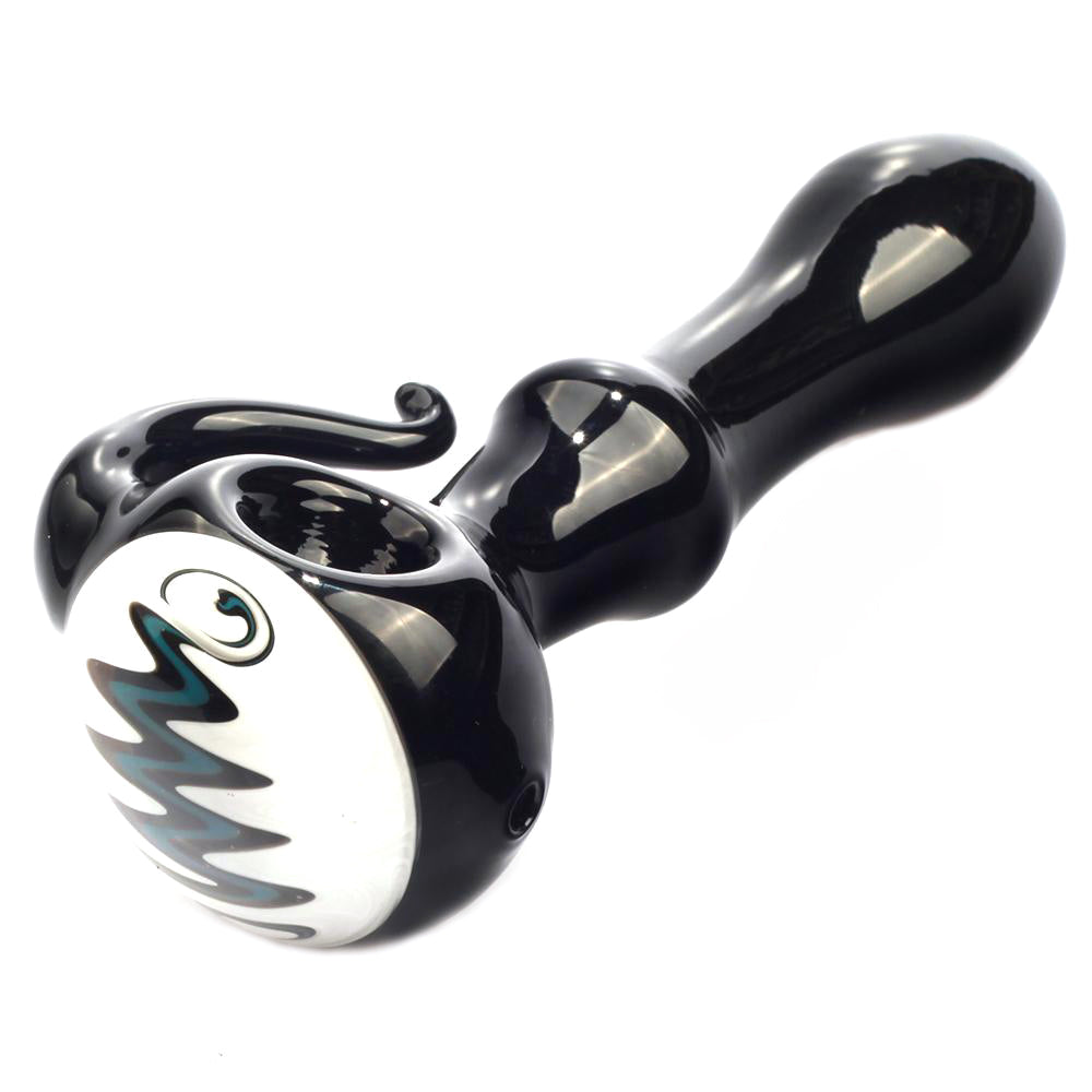 Large Wig Wag Glass Spoon Pipe w/ Glass Horn