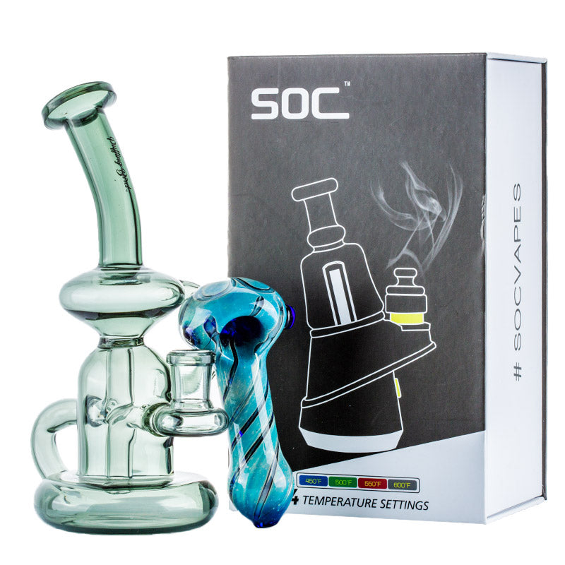 Mini Recycle Dab Rig w/ Heady Glass Pipe Soc Dab Vaporizer Set