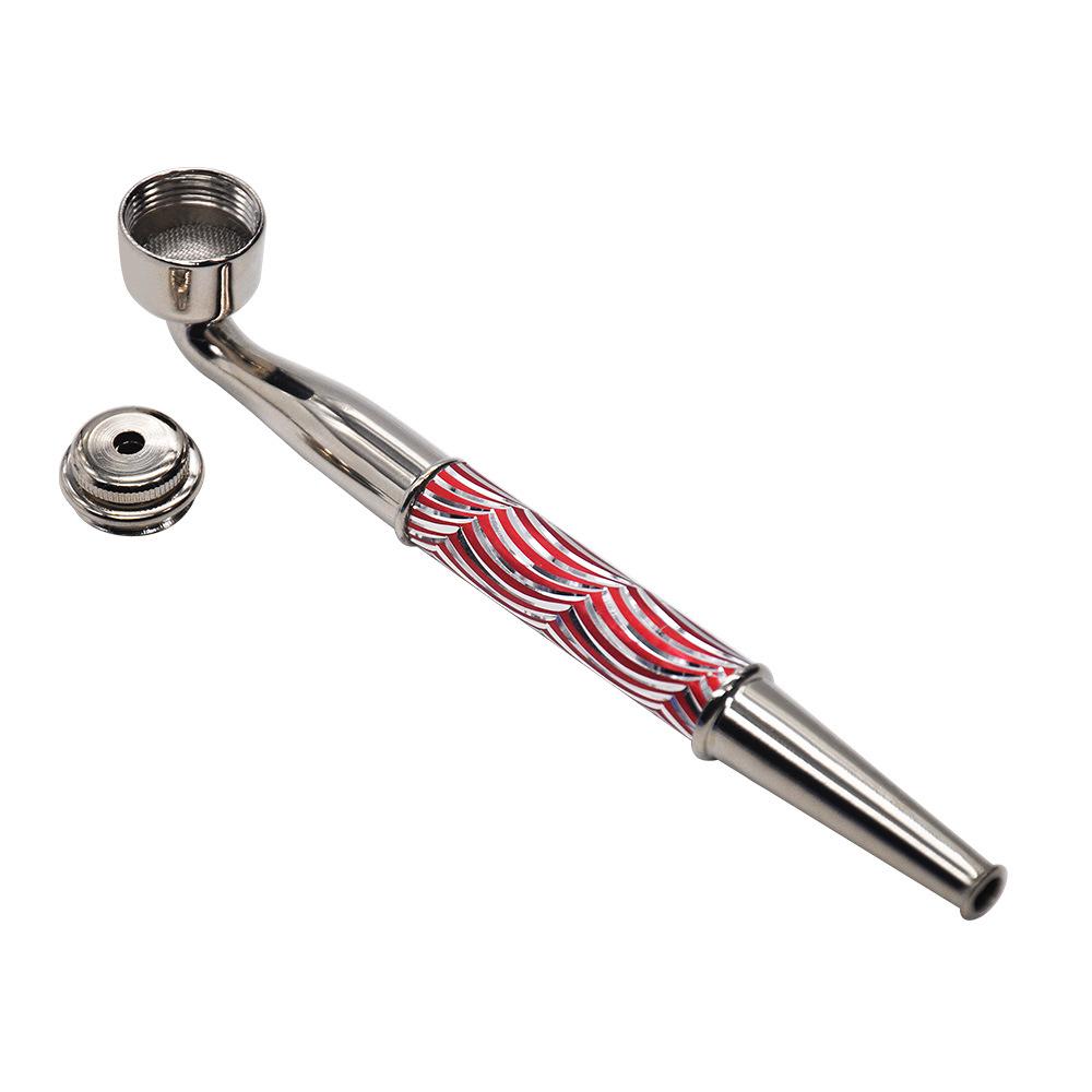 Wavy Stripe Metal Pot Pipe w/ Cap