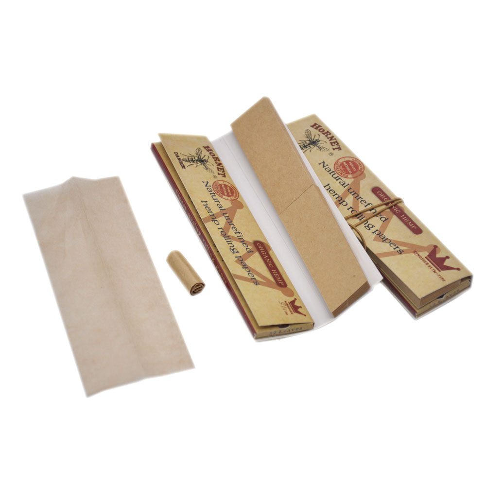 Hornet Kingsize Brown Unrefined Hemp Rolling Paper 5 Booklets