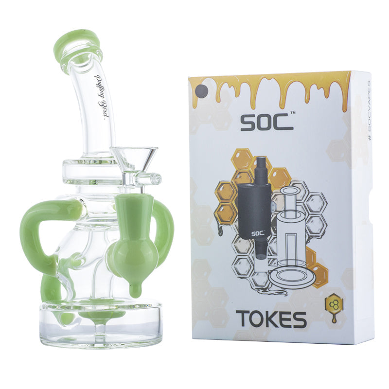 Green Showerhead Perc Dab Rig w/ SOC Tokes Vaporizer Set