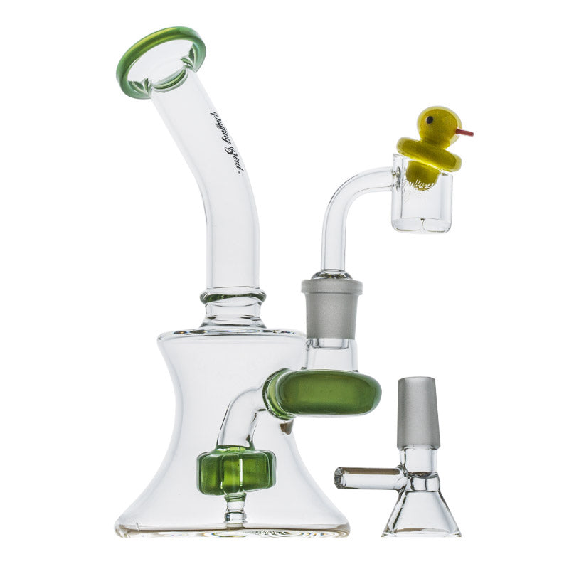 Mini Showerhead Perc Dab Rig Set w/ Quartz Banger Carb Cap
