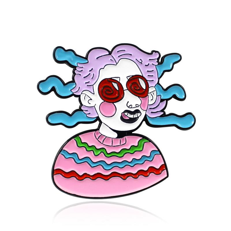Funny Fashion Girl Enamel Pin