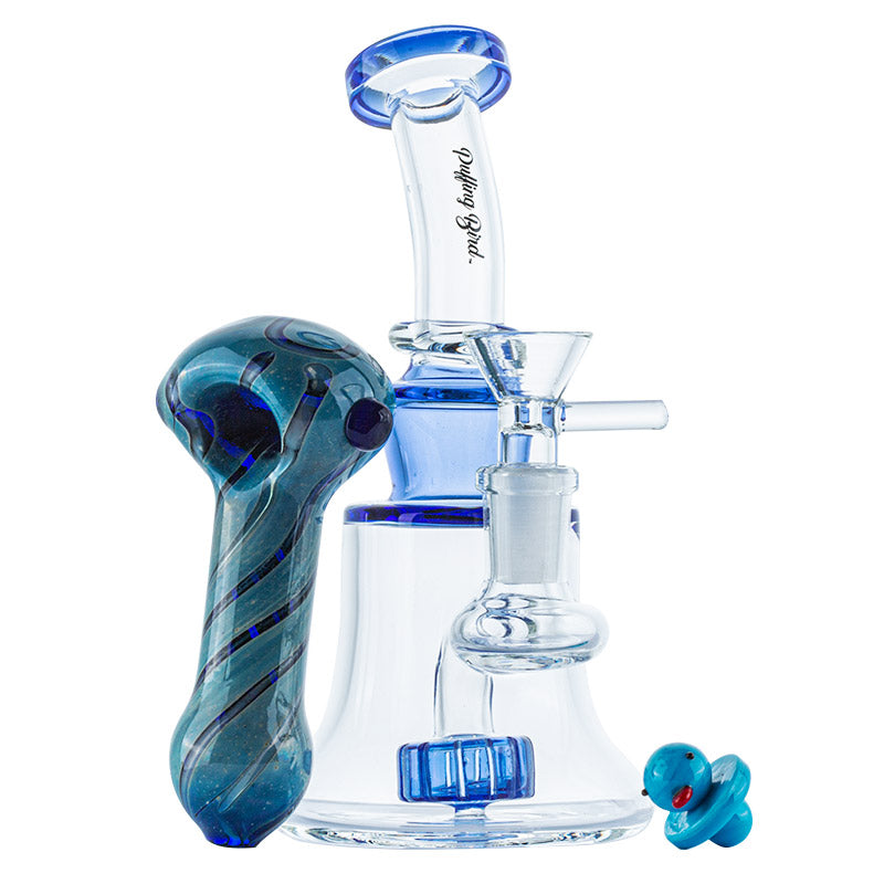 Showerhead Perc Dab Rig w/ Heady Glass Pipe Carb Cap Set