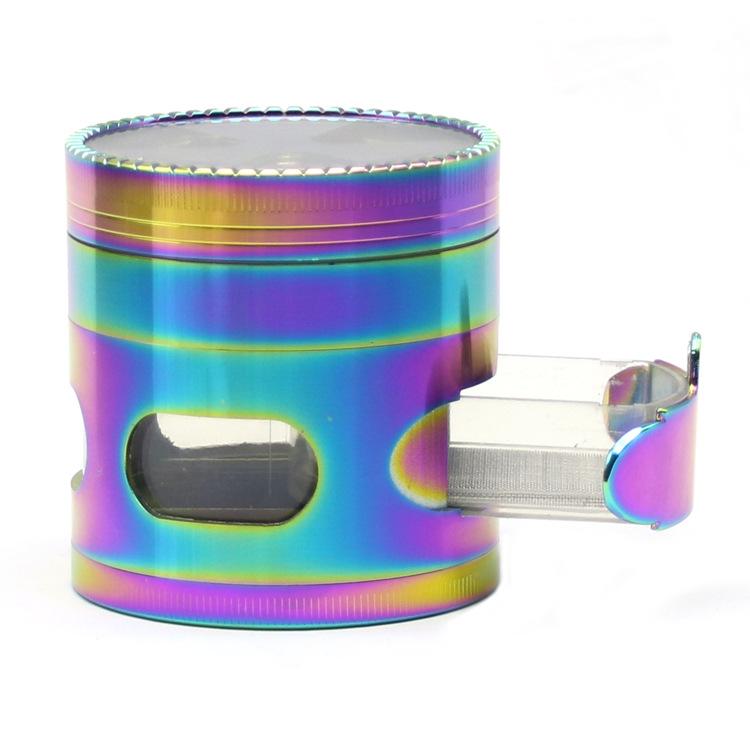 Rainbow Zinc Alloy Weed Grinder w/ Drawer