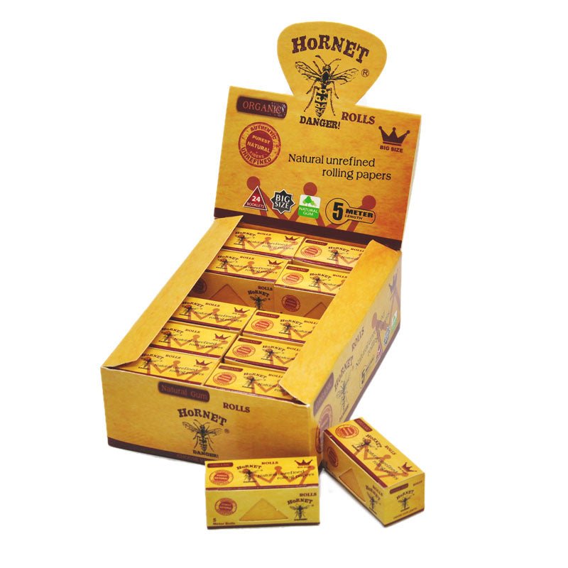 Hornet 5m Natural Unrefined Hemp Rolling Paper Box