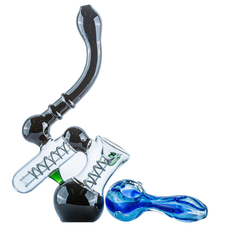Two Tone Glass Pipe and Double Chamber Bubbler Set