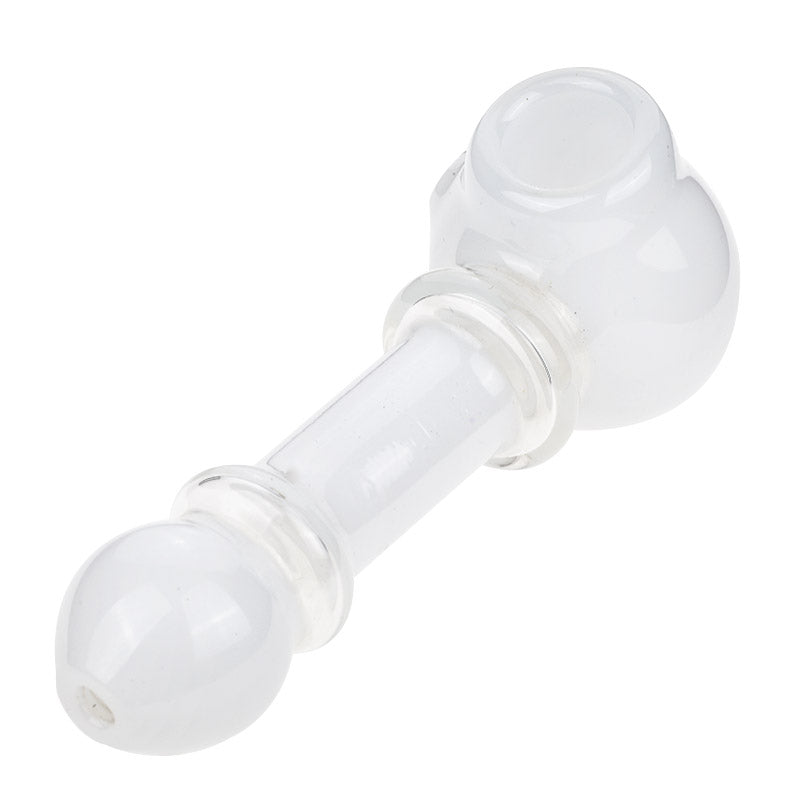 White Glass Spoon Pipe w/ Maria Rings