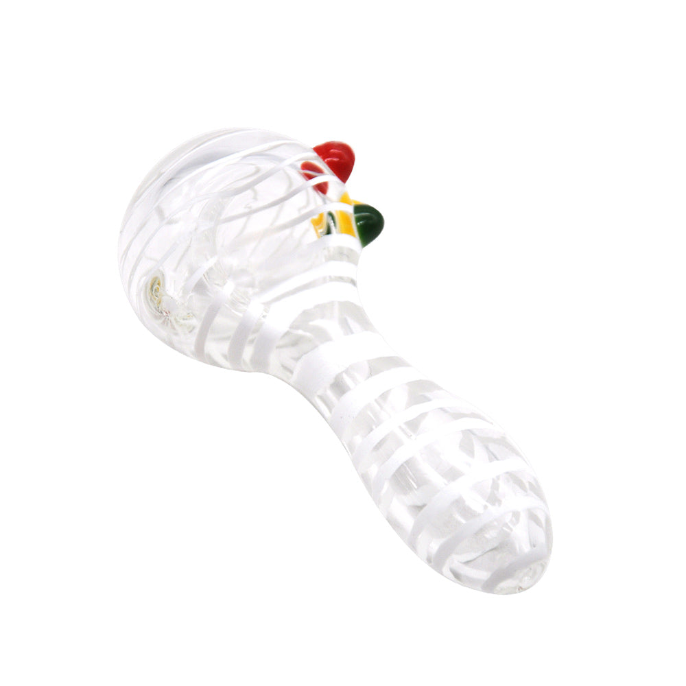 White Stripes Glass Spoon Pipe