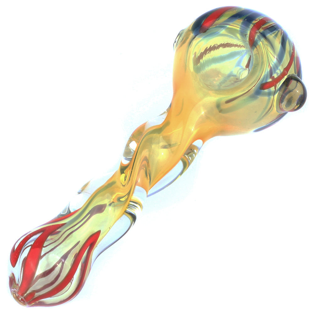 Swirl Large Glass Spoon Pipe w/ Glass Orbs