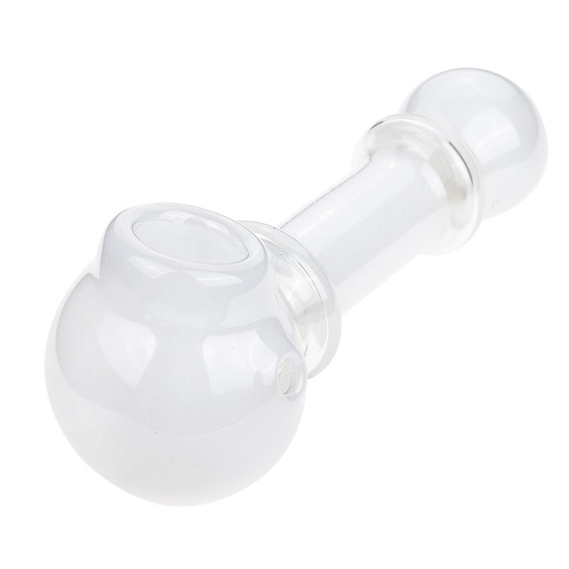 White Glass Spoon Pipe w/ Maria Rings
