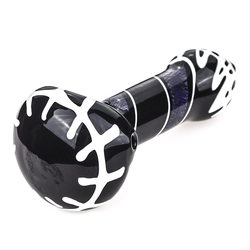 Black Glass Pipe with White Stripes