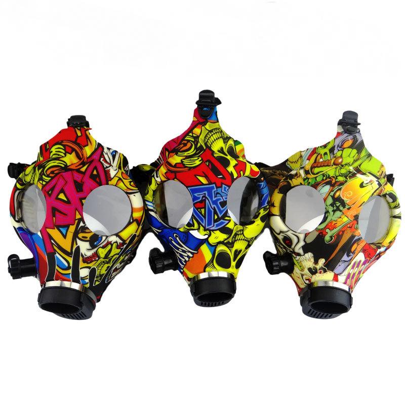 Color Printed Silicone Gas Mask Bong with Acrylic Bong
