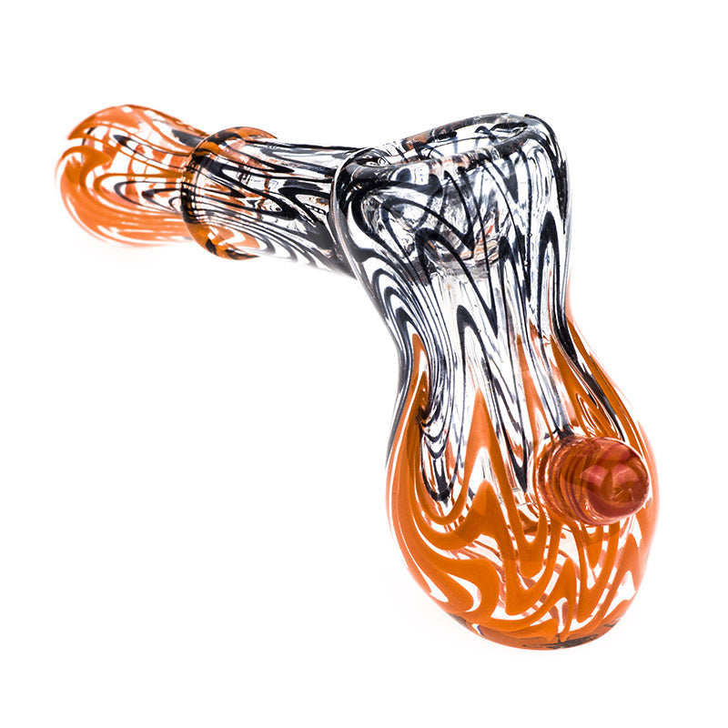 Black and Orange Spiral Glass Hammer Bubbler