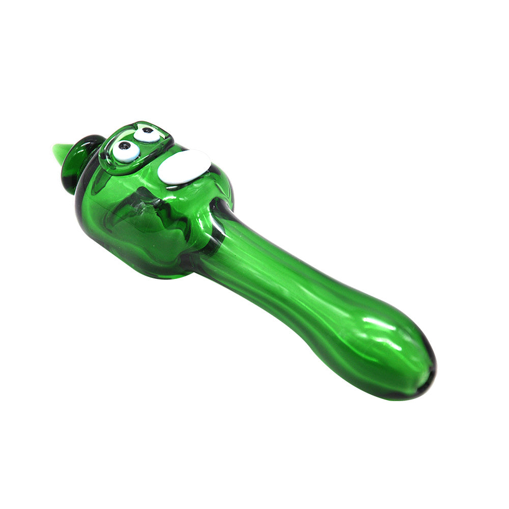Green Face Glass Spoon Pipe