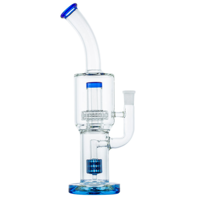 Double Matrix Perc Glass Bong w/ Two Tone Glass Pipe Set