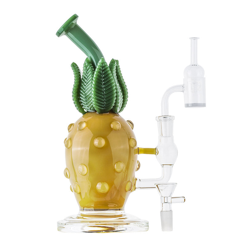 Pineapple Themed Bong Set w/ Quartz Banger and Carb Cap