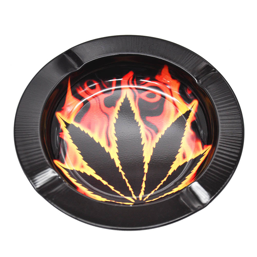 Marijuana Leaf Tin Ashtray (Random Pattern)