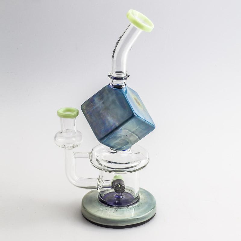 Blue Cube Glass Dab Rig Enail Bundle