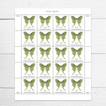 Luna Moth Stamps $1.27, Sheet of 20