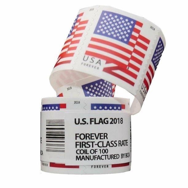 [$5.88/Roll] 100 Rolls=10000 stamps Limited Stock! 2017~2024 USA Flag Stamps - Perfect for small businesses and weddings as well as everyday mailings or special occasions.