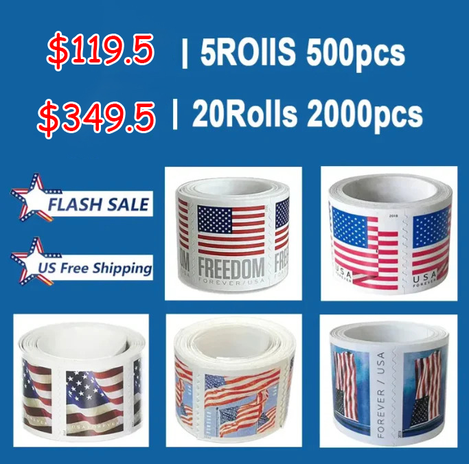 Big Sale! Flag Stamps 5 Rolls/500 Pcs