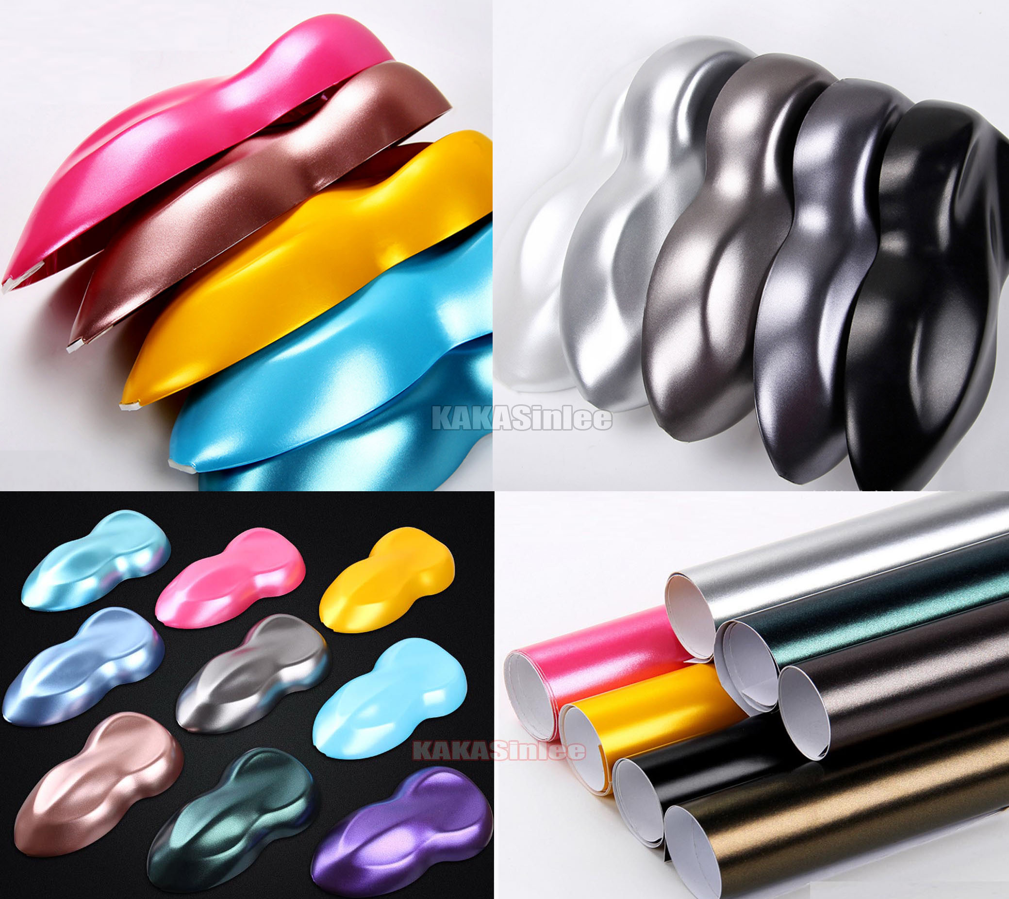 (PET) Satin Pearl Metal Car Vinyl Wrap Sticker Stretchable