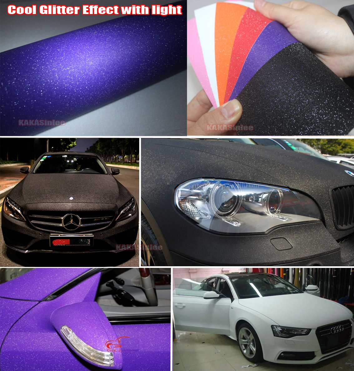 Glitter Diamond Sparkle Vinyl Wrap Car Sticker Stretchable