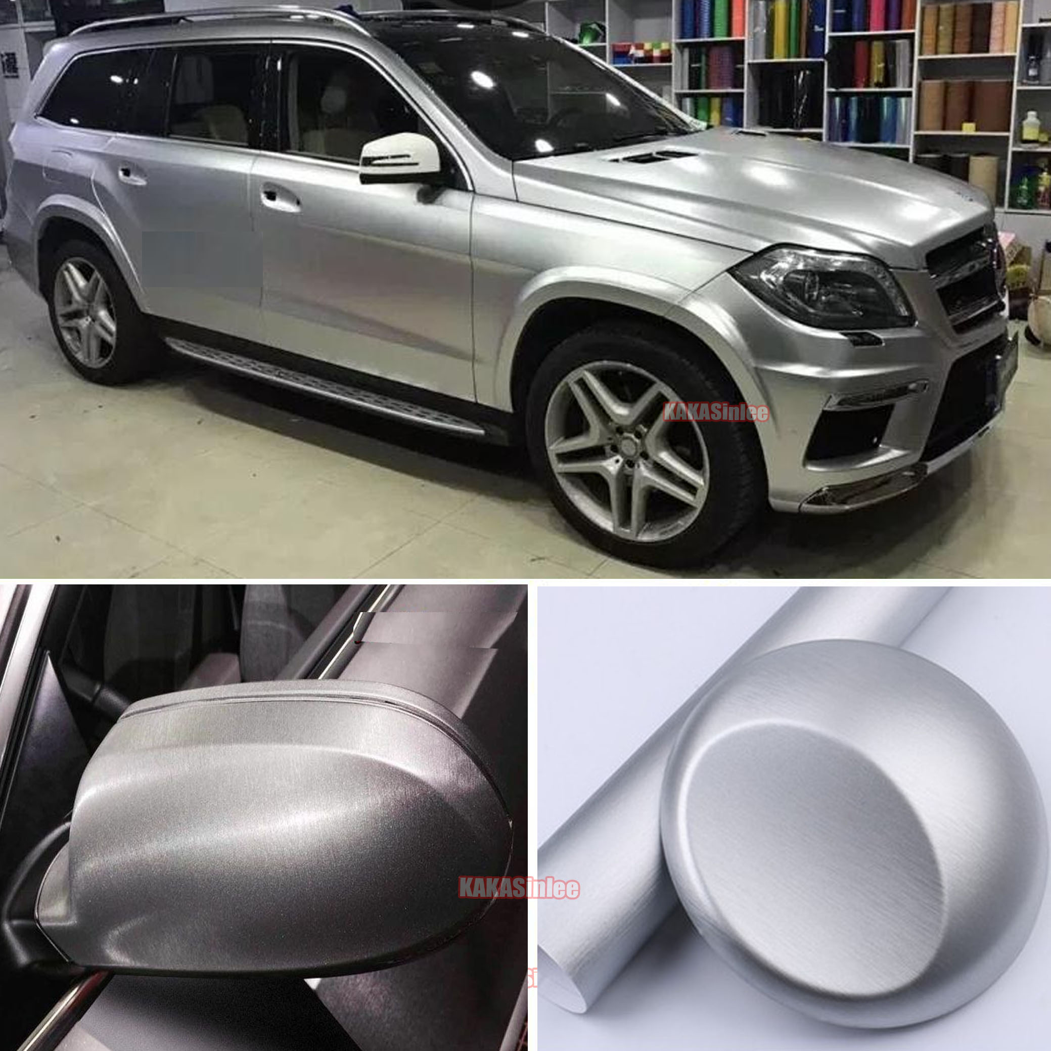 3D Brushed Metal Satin Chrome Car Vinyl Wrap Sticker Stretchable Bubbles Free