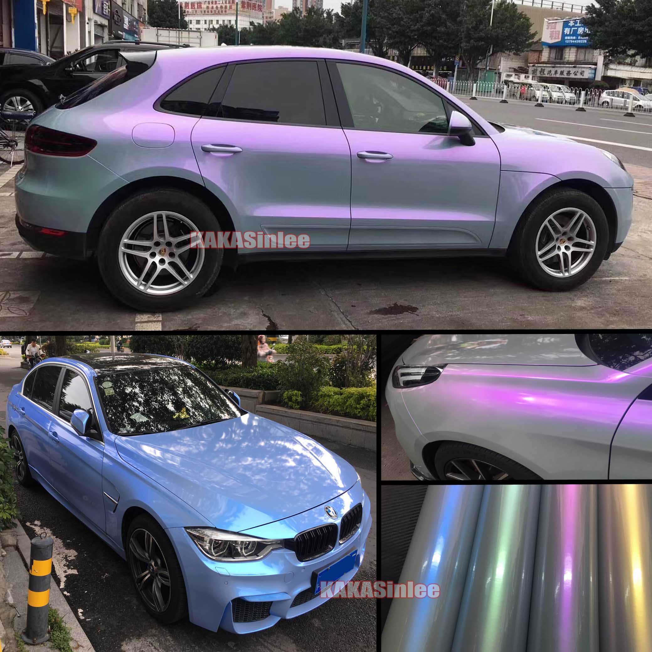 (PET) Glossy Metallic Grey Chameleon Pearl Car Vinyl Wrap Sticker