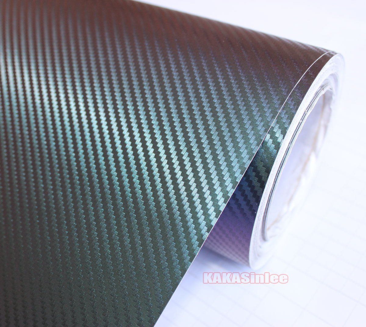 12inch  x 60inch  - 4 Colors Car Glossy 3D Carbon Fiber Chameleon Vinyl Wrap Sticker Bubbles Free