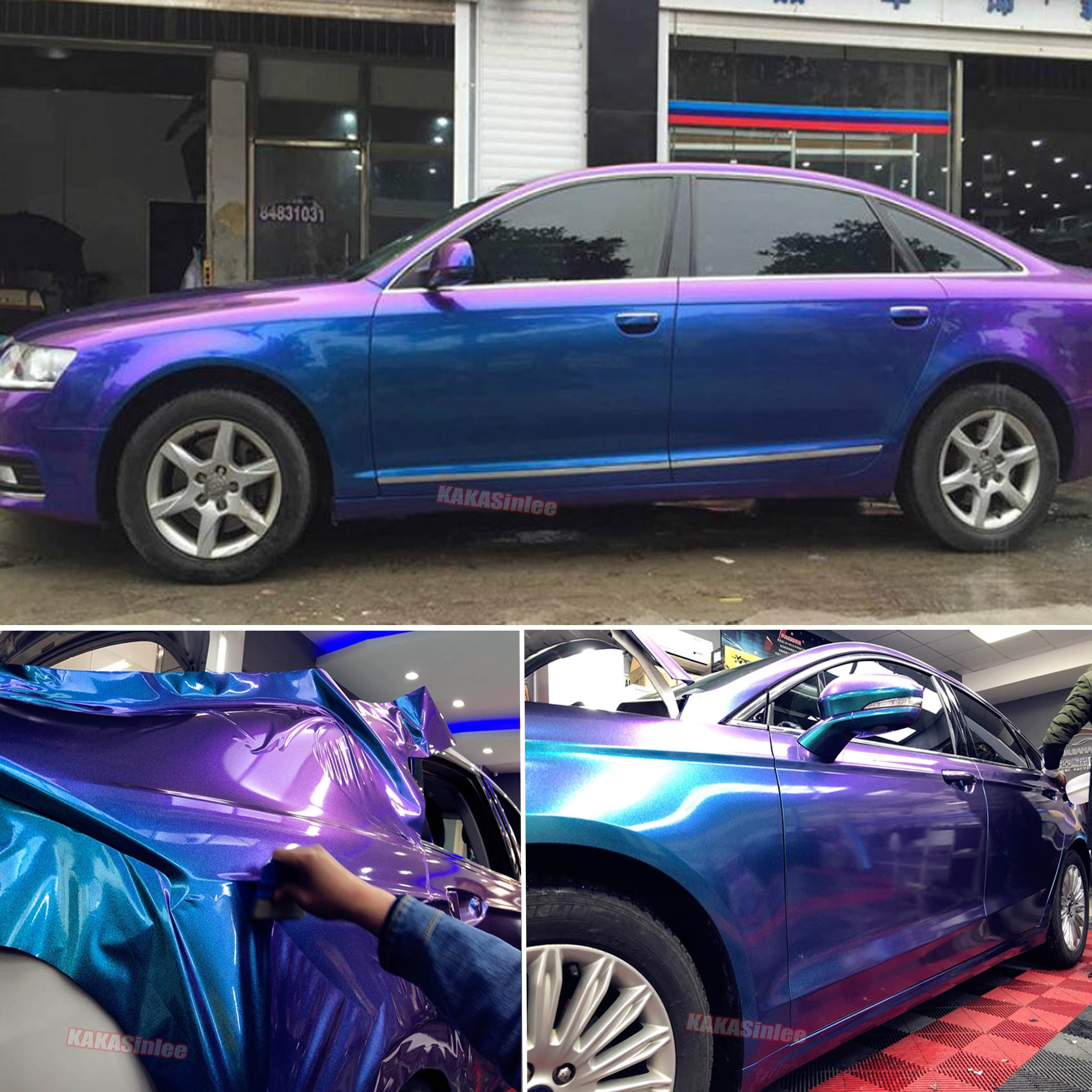 (PET) Glossy Metallic Bubble Free Car Vinyl Wrap Sticker