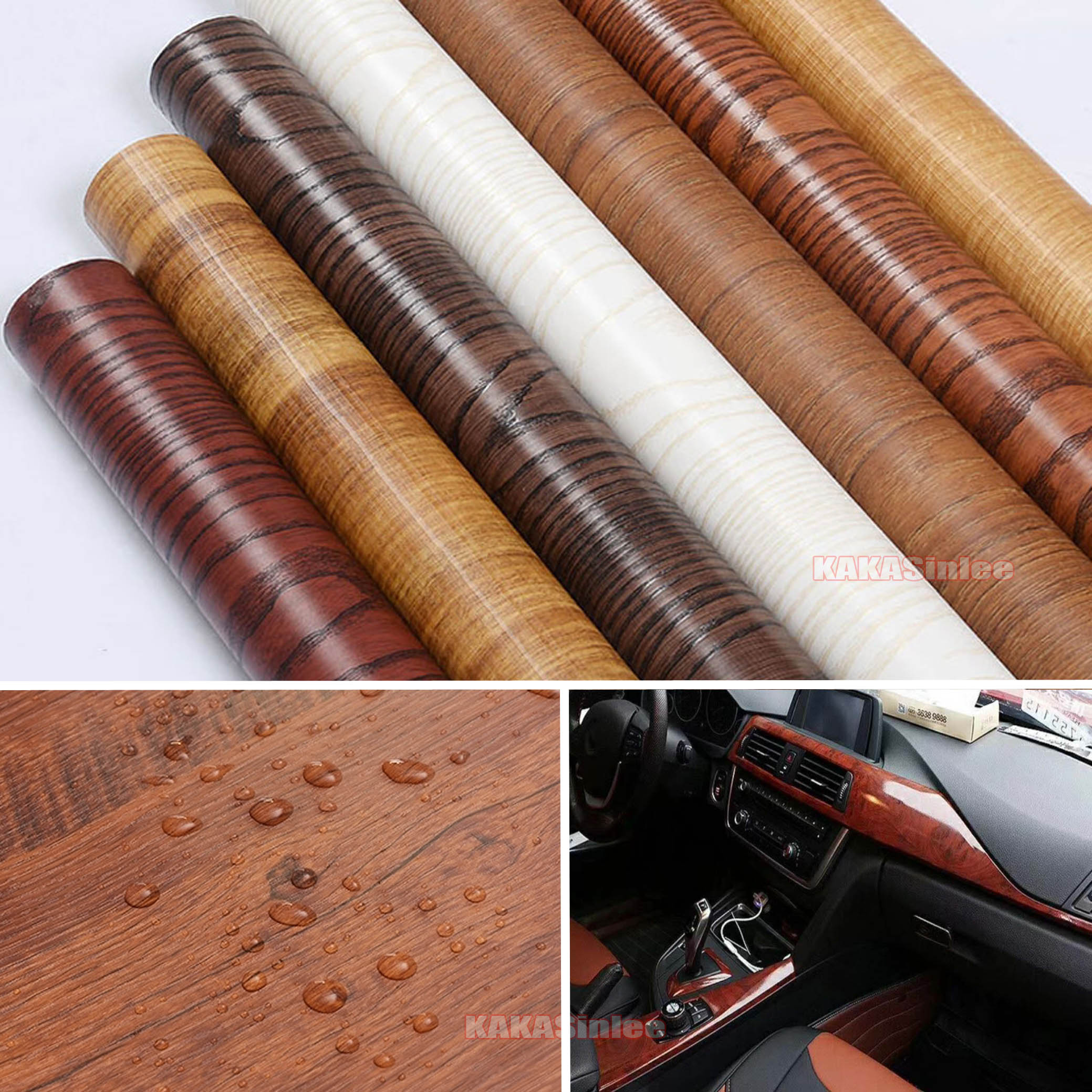 Wood Grain Textured Vinyl Wrap Sticker Decors