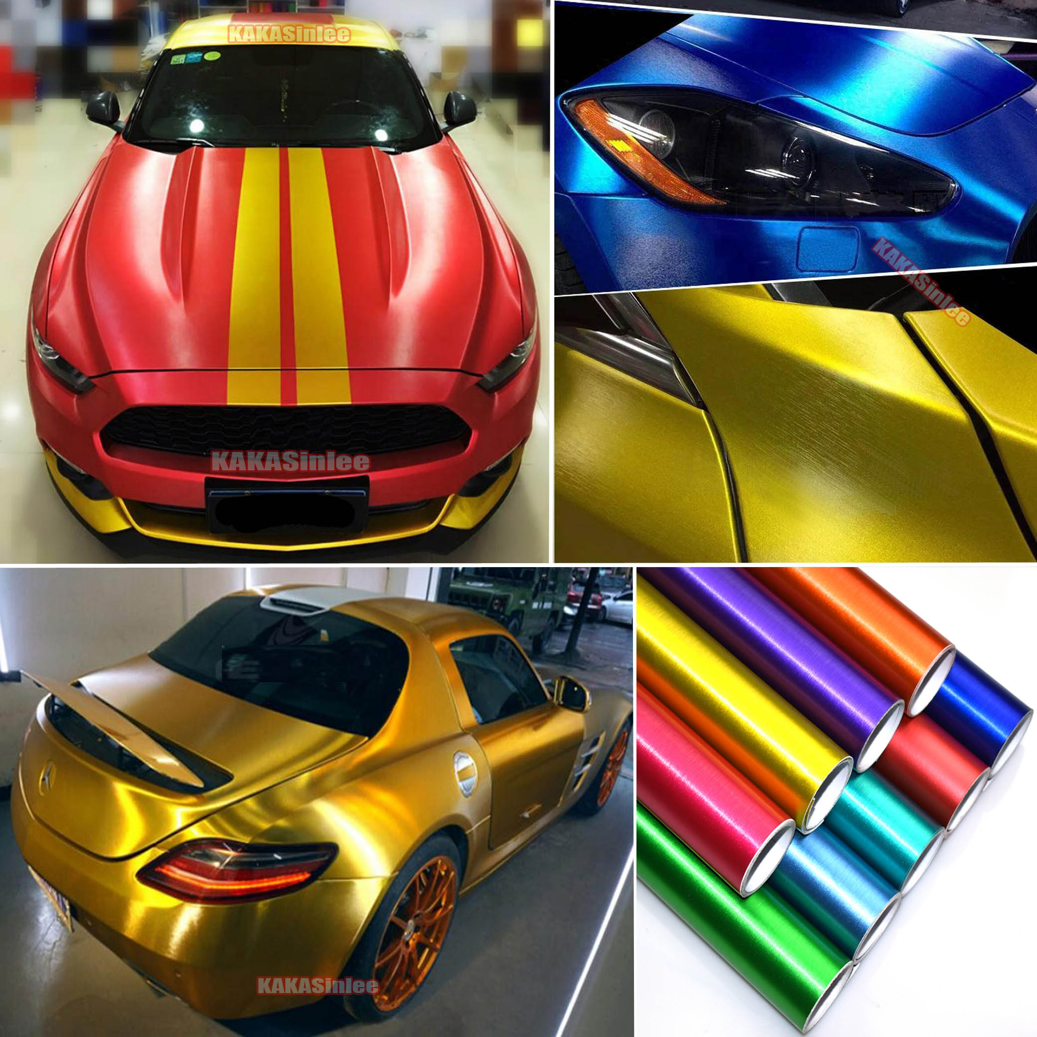 3D Brushed Metal Satin Chrome Car Vinyl Wrap Sticker Stretchable Bubbles Free