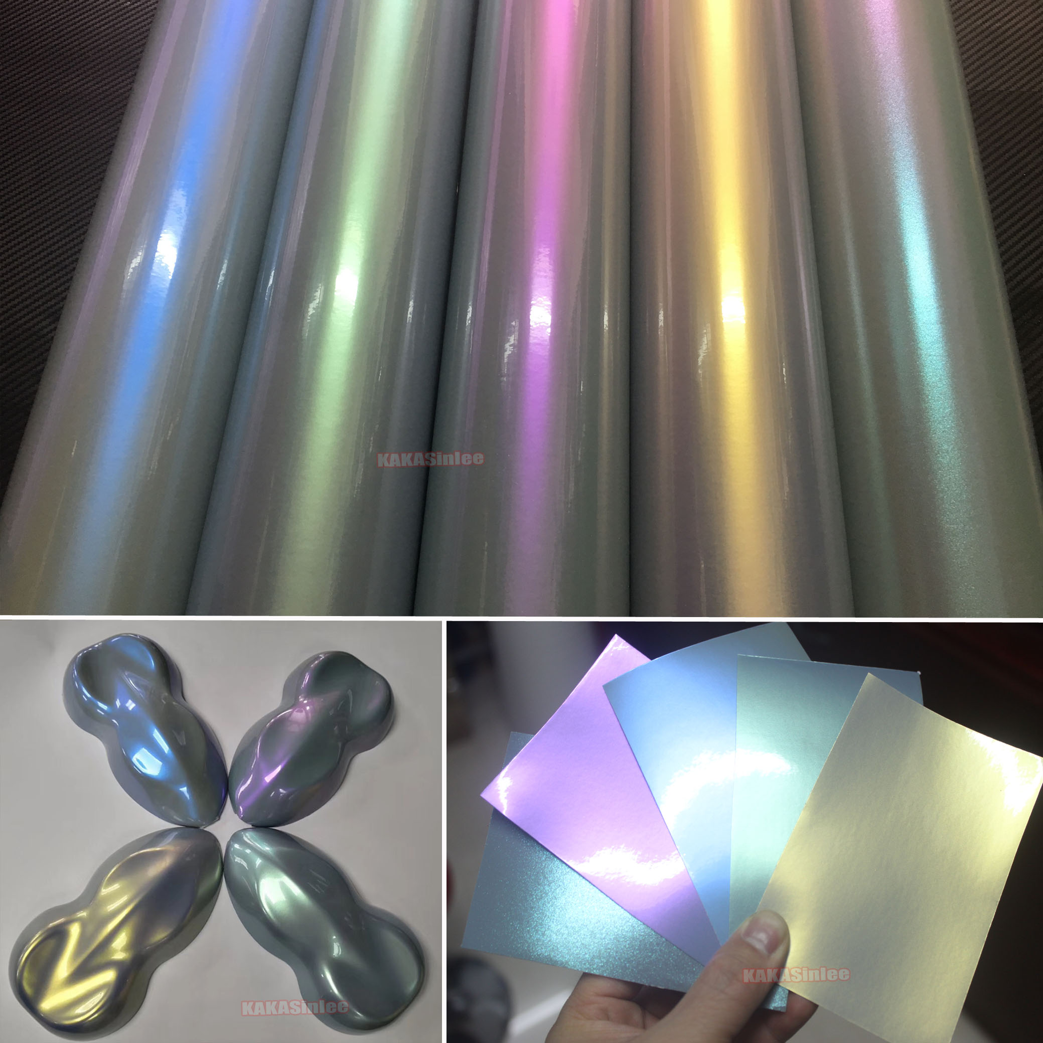 (PET) Glossy Metallic Grey Chameleon Pearl Car Vinyl Wrap Sticker