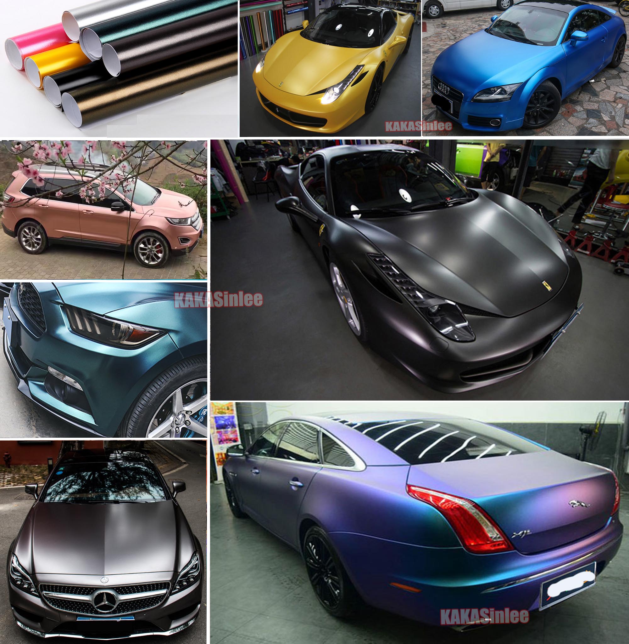 (PET) Satin Pearl Metal Car Vinyl Wrap Sticker Stretchable